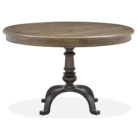 Traditional Round Dining Table with Metal Base